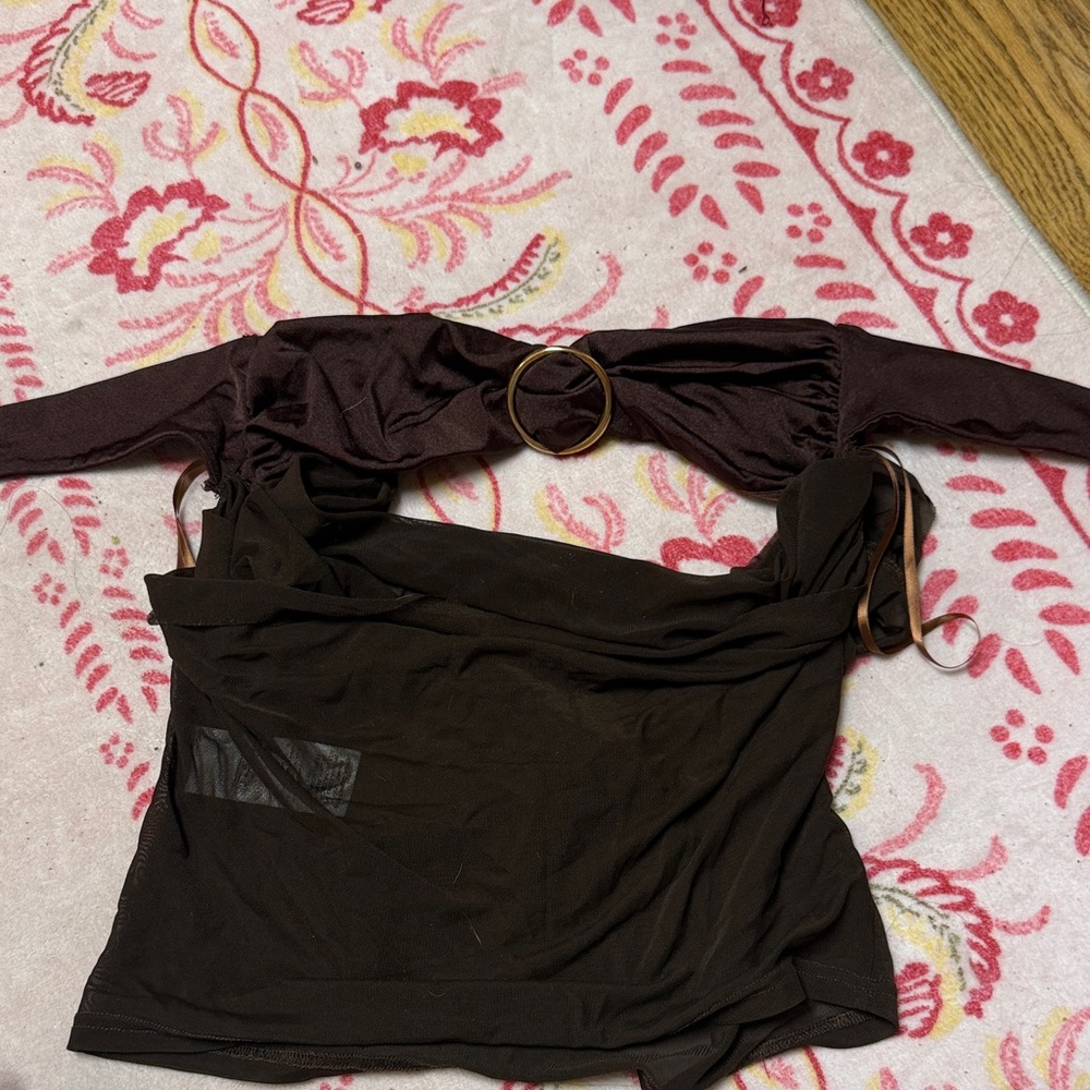 Edikted Dark Brown Halter Top with Ring Detail